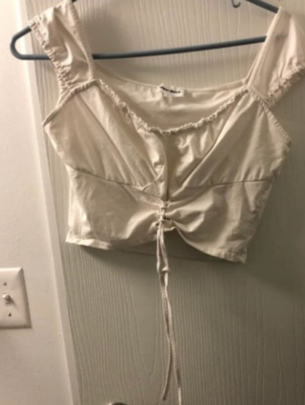 Superdown Ruched Bias Ruffle Crop Top Sz M